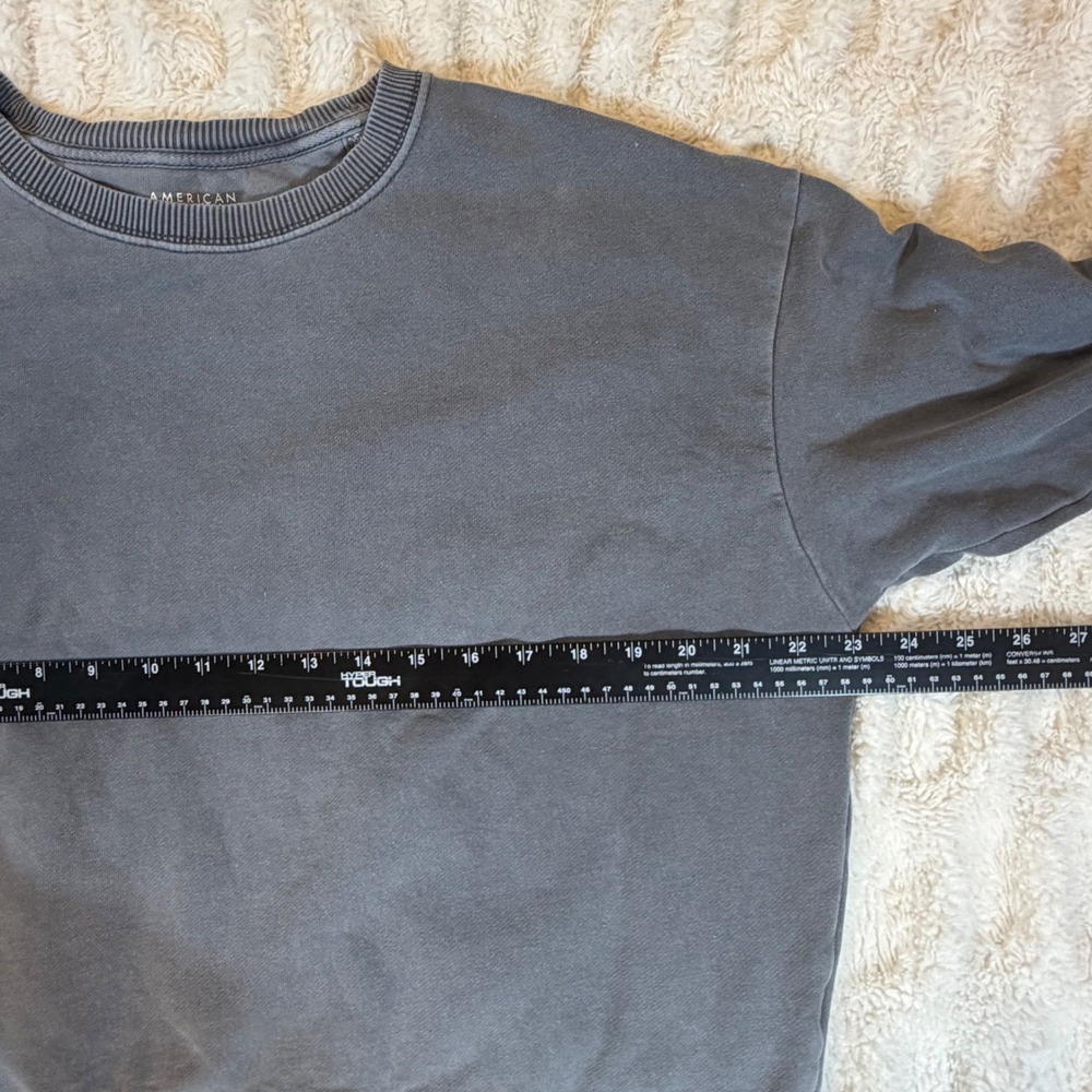 American Eagle Faded Charcoal Grey Crewneck Sweatshirt Medium Relaxed Pullover - Picture 5 of 8